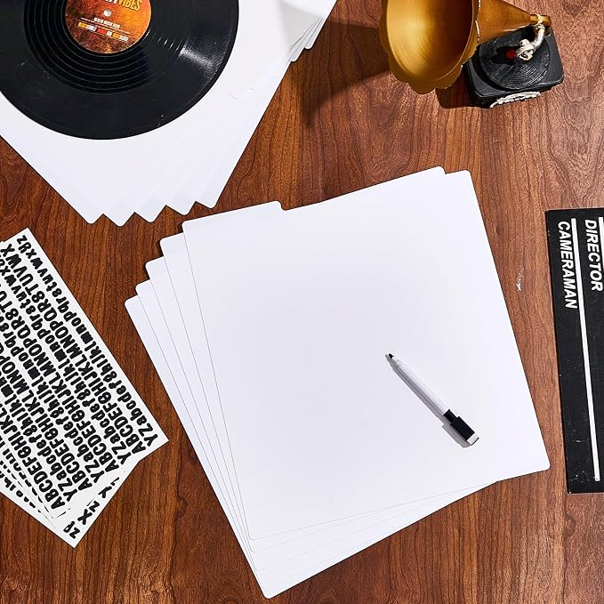 120 Pcs Vinyl Record Dividers Blank LP Divider with 4 Sheets A - Z Alphabet Labels, White Plastic Organizer with Tabs for 33 RPM Storage and Protection - Image 7