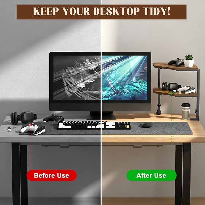 Corner Desk Shelf, Clamp on Desk Shelf Above or Below Desk 16" 2 Tier | Corner Clamp-on Shelving for Desk Corners for Small Spaces, Gaming Devices and Office Organizer, Space-saving L-shelf - Image 5
