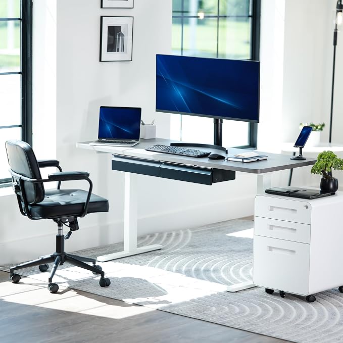 VIVO Black 32 x 9 inch Under Desk Slide Out Drawer Set, DESK-AC03A-2B | No Shell, Sturdy Steel Design, Under Desk Storage, Workstation Organizer for Home Office, 2 Drawers - 16 inches Each - Image 2