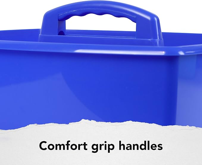 Storex 2-Compartment Large Craft Caddy – Multipurpose Classroom Organizer with Handle, Assorted Colors, 6-Pack (00948A06C) - Image 5