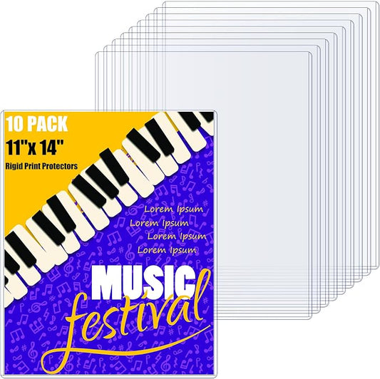 AKONEGE 10PCS 11" x 14" Rigid Print Protectors Hard Plastic Sheet Page Protectors Heavy Duty Top Loading Menu Covers Poster Sleeves Clear Plastic Paper Sleeves for Magazine Prints Photo Document by AKONEGE