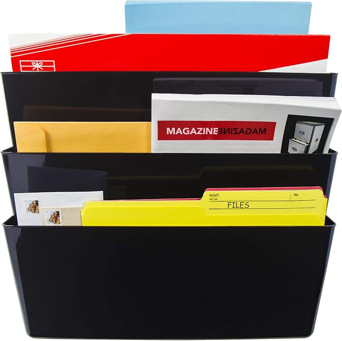 Storex Unbreakable Wall Files, 3-Pack, Legal, Black (Case of 6) - Image 2