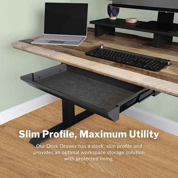 Vari Steel Under Desk Drawer - Slim Undermount Storage Organizer- Standing Desks Attachment- Versatile Placement Options, Efficient Workspace- Office Desk Accessory- (20.25" x 9.5" x 1.75") - Image 4