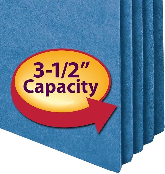 Smead File Pocket, Straight-Cut Tab, 3-1/2" Expansion, Legal Size, Blue, 25 per Box (74225) - Image 2