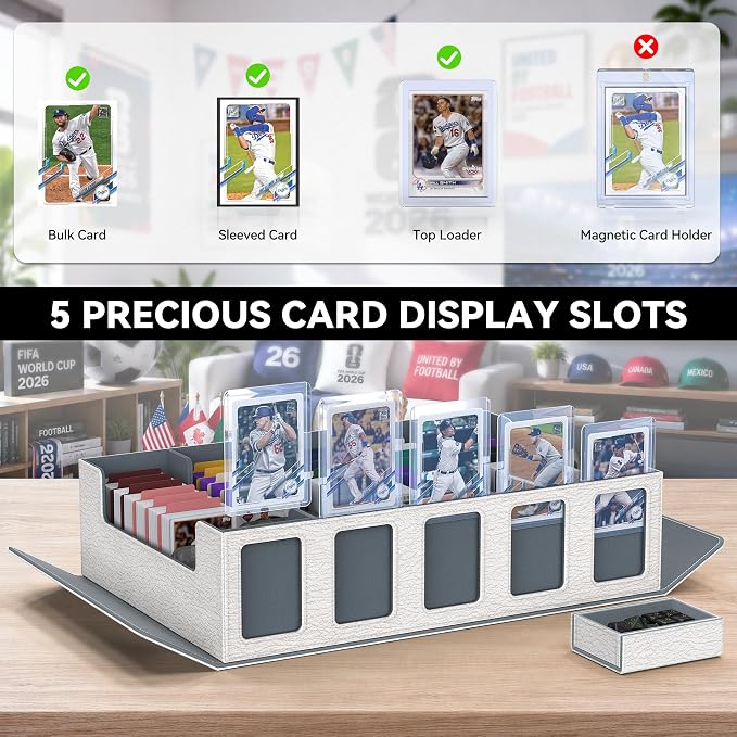 Kabinka Baseball Card Storage Box with Window Display, 5-Row Sport Card Storage Box, 3900+ Card Deck Box for Baseball Sports Card TCG, 5 Top Loaders, 5 Stoppers, 48 Dividers, 1 Dice Tray(Baseball 1) - Image 5