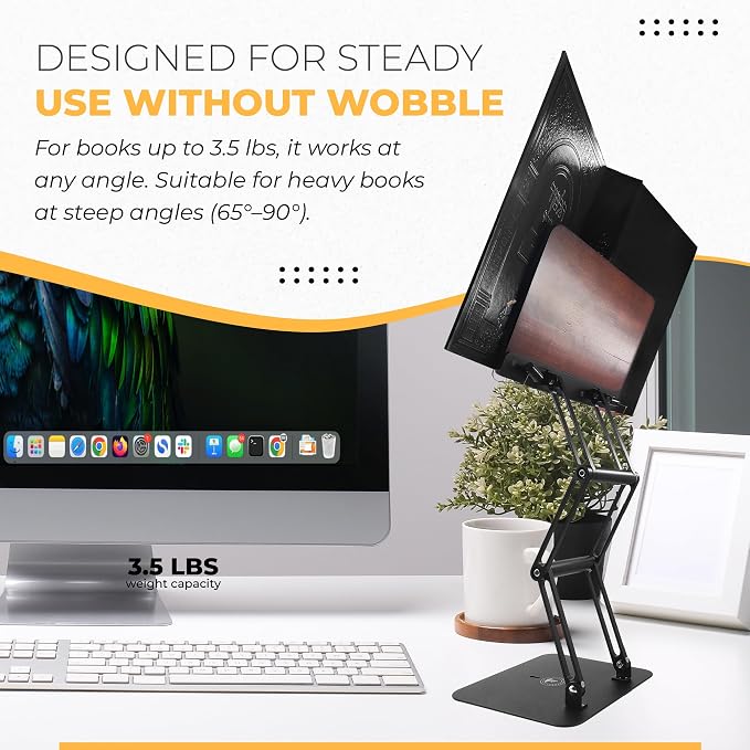 Foldable Book Stand for Reading – Adjustable Book Holder Height Up to 17.8″, Reading Stand with 13″ × 8.7″ Platform – Lightweight 3.3 lb Portability - Image 9