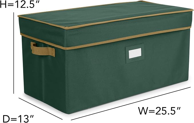 Covermates Keepsakes Adjustable Ornament Storage Box – Heavy-Duty Polyester, Padded Dividers & FlexGrid Trays – Protective Holiday Organizer with Stackable Walls & Label Window, Green - Image 3