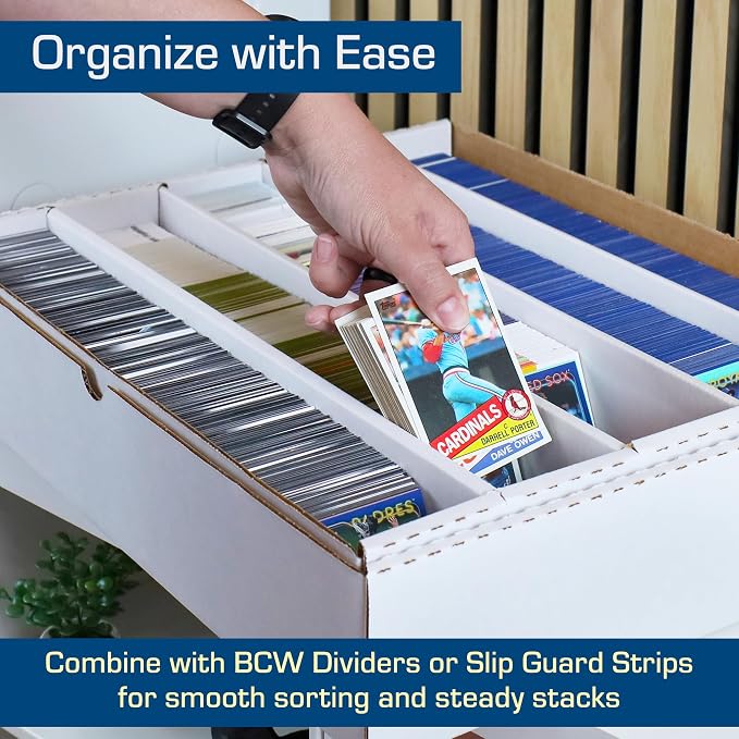 BCW 5000ct Trading Card Storage Boxes (Full Lid) – 5 Pack | TCG & MTG Card Storage Organizer | Fits Card Dividers & Sorting Tray | Corrugated Cardboard Box for Collectible Cards - Image 6