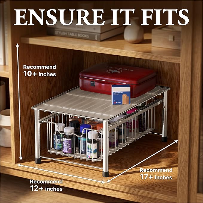 Simple Houseware Stackable Basket Drawer, Chrome - Image 3