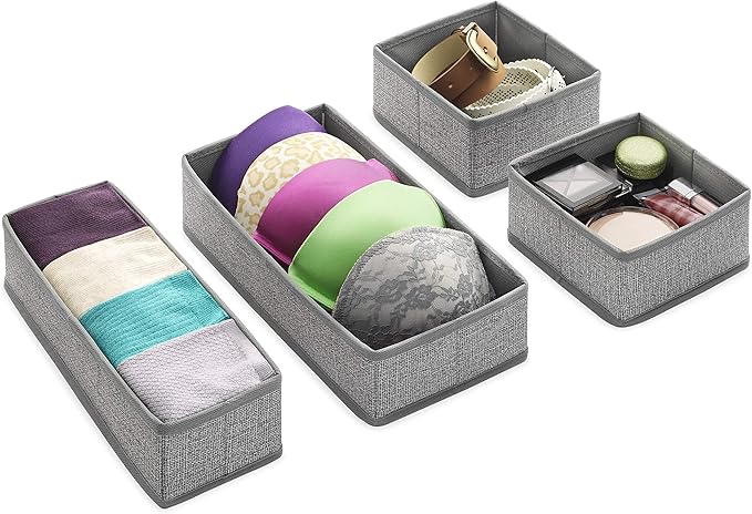 Whitmor 6283-9871 Set of 4-Crosshatch Gray Drawer Organizer - Image 3