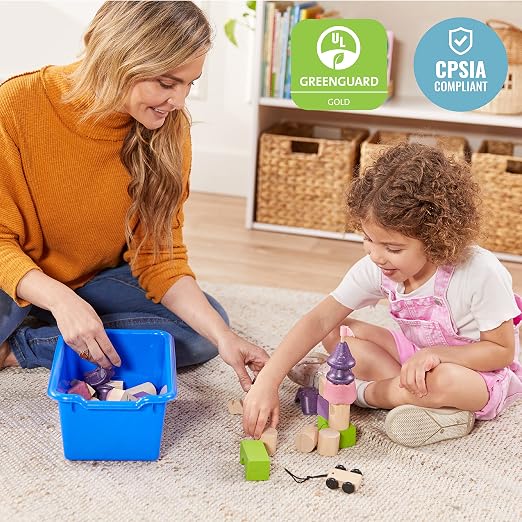 ECR4Kids Scoop Front Storage Bin, Multipurpose Organization, Blue, 5-Piece - Image 6