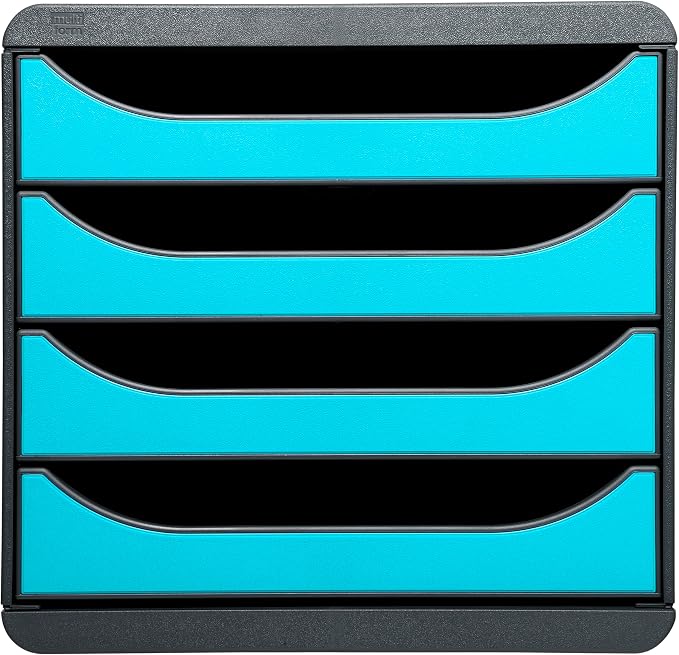 Exacompta Big-Box Iderama, 4 Drawers - Mouse Grey/Turquoise by +Office+Supplies