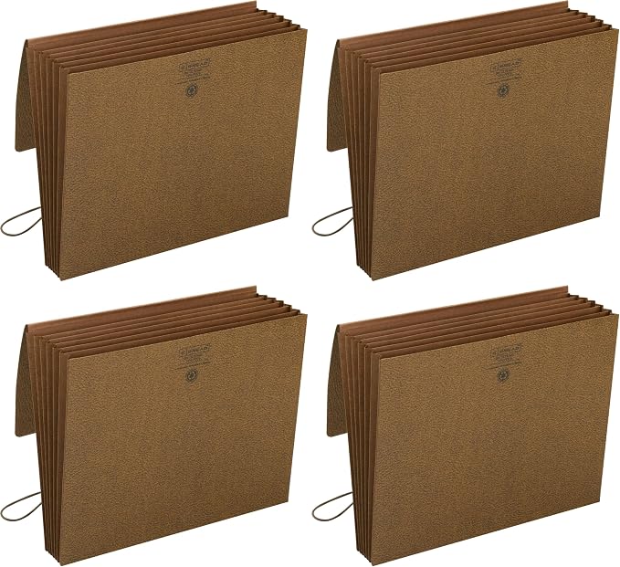 Smead Partition Expanding File Wallet, Flap and Cord Closure, 6 Pockets, 5-1/4" Expansion, Tear Resistant Gusset, Letter, Redrope, 10 per Box (72373) | (Pack of 4) by SMEAD