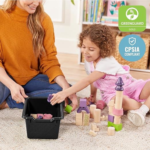 ECR4Kids Scoop Front Storage Bins, Multipurpose Organization, Black, 10-Piece - Image 6