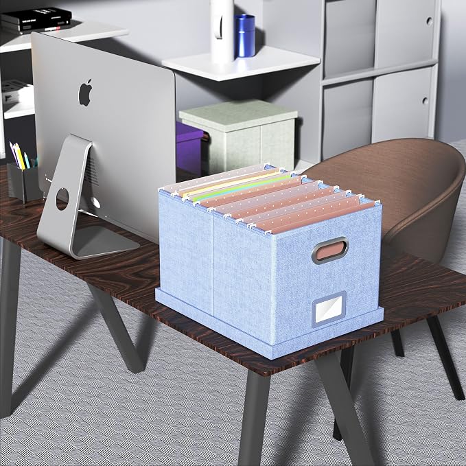 2 Pack File Storage Organizer, Filing Box, Portable File Box with Lid, Fit for Letter/Legal File Folder Storage, Document Organizer, Sky-blue - Image 6