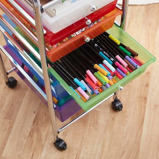 ECR4Kids 6-Drawer Everyday Rolling Utility Storage Cart, Mobile Organizer, Assorted - Image 8