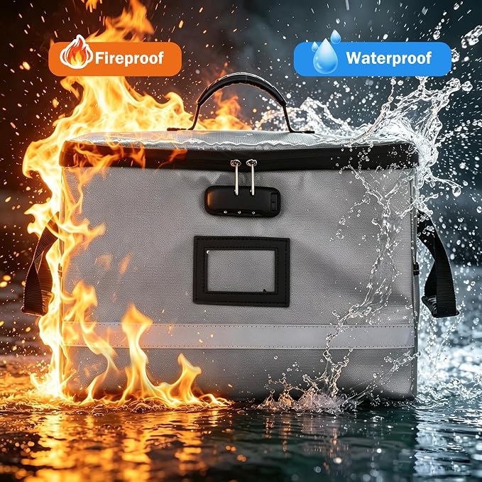 EXLIFBAG File Organizer, Fireproof File Box with Lids, Important Document Organizer Box with Lock, Portable File Folder Organizer with Handle - Image 5