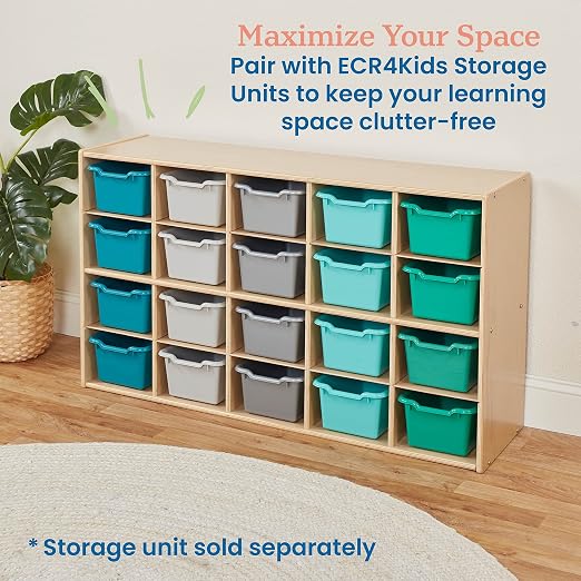 ECR4Kids Scoop Front Storage Bin, Multipurpose Organization, Contemporary, 20-Piece - Image 5