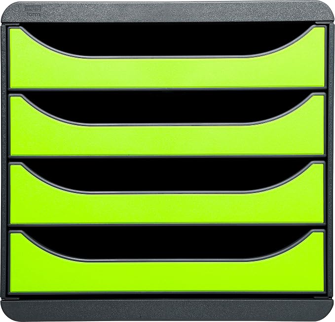 Exacompta Big-Box Iderama, 4 Drawers - Mouse Grey/Lime Green by +Office+Supplies