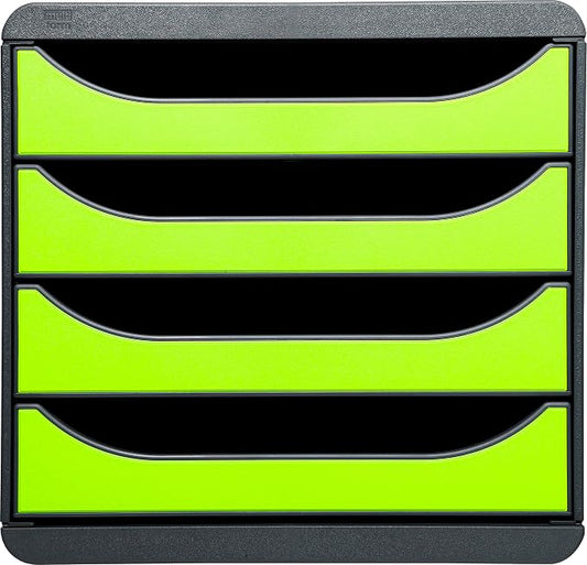 Exacompta Big-Box Iderama, 4 Drawers - Mouse Grey/Lime Green by +Office+Supplies