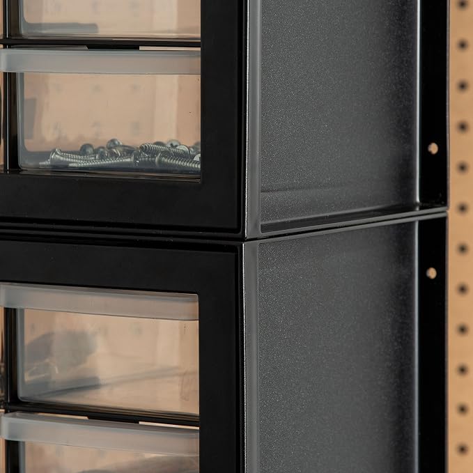 IRIS USA 24-Drawer Plastic Storage Cabinet, Teacher Toolbox, Garage, Black | Wall mountable, Stackable, Small Business Scrapbook Art Balloons Building Bricks Crafts Stickers Storage - Image 8