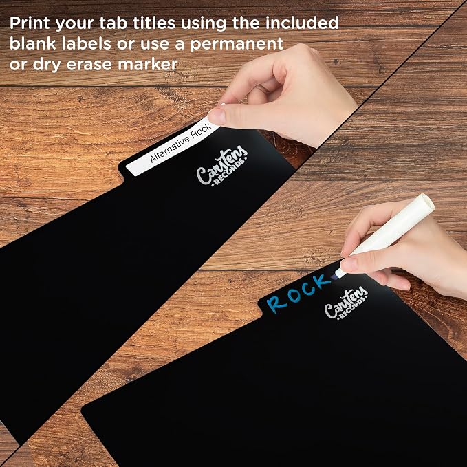 Carstens Records Heavy Duty Vinyl Album Dividers | 12" LP Organizers with Tabs | Pack of 32 Black | Made in The USA | Personalizable - Image 5