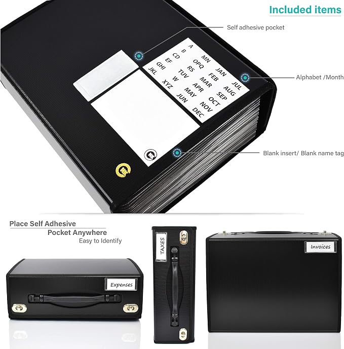 CNK Accordion File Folders with 24 Pockets Organizer for Document Paper Storage Folder Documents Expanding Binder Folio Pocket Receipt Filing Expandable Files Dividers Labels Letter Durable Handle - Image 5
