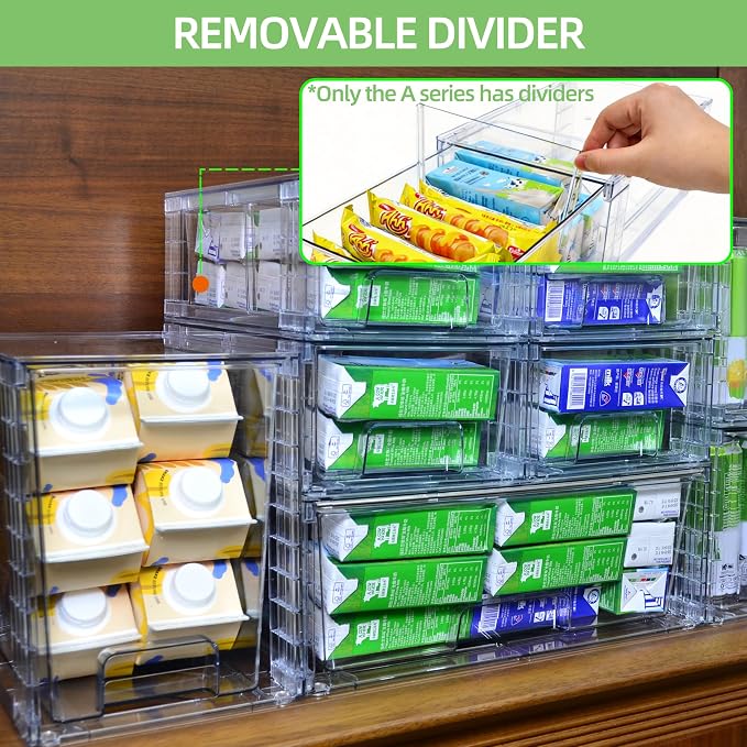 Small Stackable Clear Acrylic Storage Drawers(2 Pack) with Handles,Plastic Organizer Bins for Fridge Bathroom Kitchen Cabinet Pantry Coffee bar Undersink Office Closet Storage Bins - Image 4