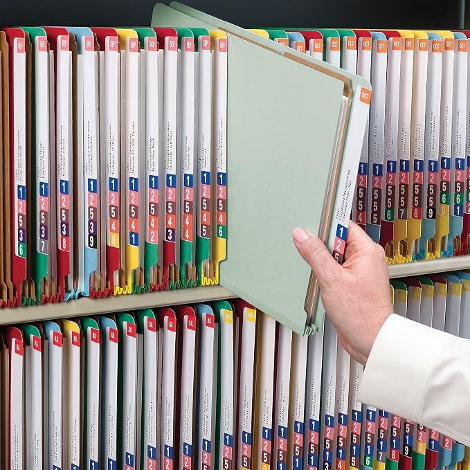 Smead 100% Recycled End Tab Classification Folder, 2 Dividers, 2" Expansion, Legal Size, Gray/Green, 10 per Box (29802) - Image 9