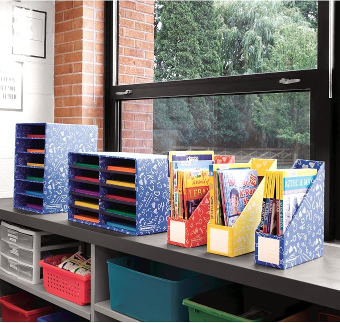 Bankers Box 15-Compartment Literature Sorter, 28.5" x 12.375", Blue | Turn paper piles into organized workflows with durable compartments that keep mail, forms, and projects easy to find. - Image 2