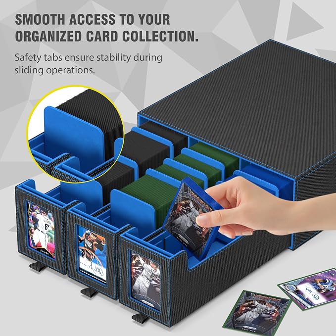 3-Drawer Trading Card Storage Box Holds 2500+ Cards (Blue) | Stackable design,15 dividers included,Desktop card organizer,Bulk card storage,for sports/TCG/MTG/Pokemon cards - Image 6