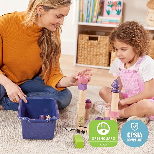 ECR4Kids Scoop Front Storage Bins, Multipurpose Organization, Navy, 10-Piece - Image 6