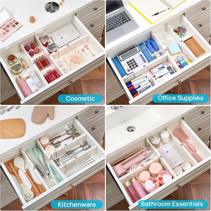 Vtopmart 4" High Drawer Dividers for Clothes, 11.3"-17" Expandable, 12 Pack | Adjustable Drawer Organizer, Dresser Clothes Separator, Baby Clothing Storage, Kitchen & Office Organization, Space Saving - Image 8