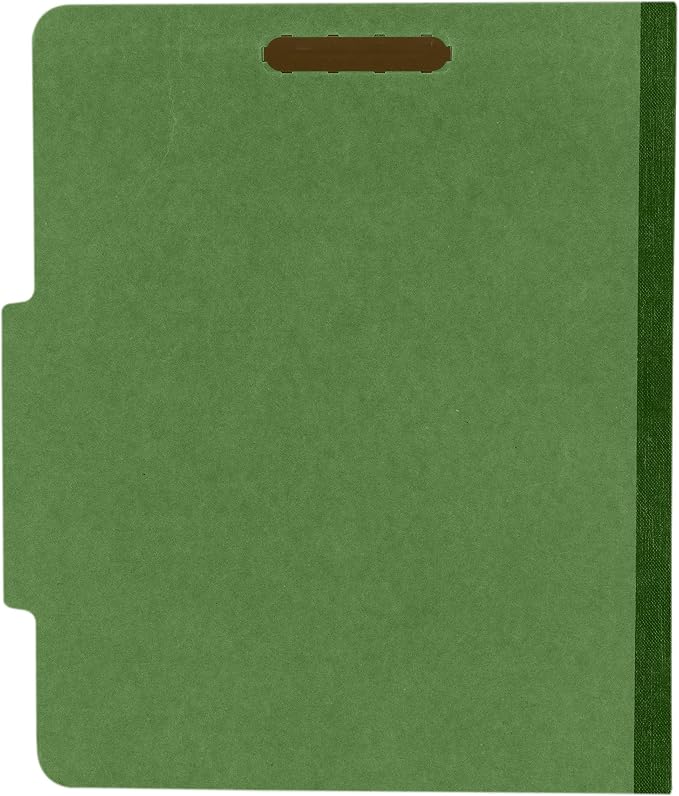 The File King Two Divider Pressboard Classification Dark Green File Folder - Letter Size | Box of 10 | 2/5 ROC Top Tab | 2” Expansion | Six 2-Inch Fastener Prongs | Made in America - Image 9