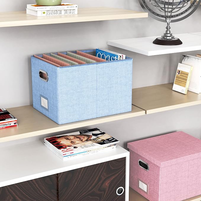 2 Pack File Storage Organizer, Filing Box, Portable File Box with Lid, Fit for Letter/Legal File Folder Storage, Document Organizer, Sky-blue - Image 7