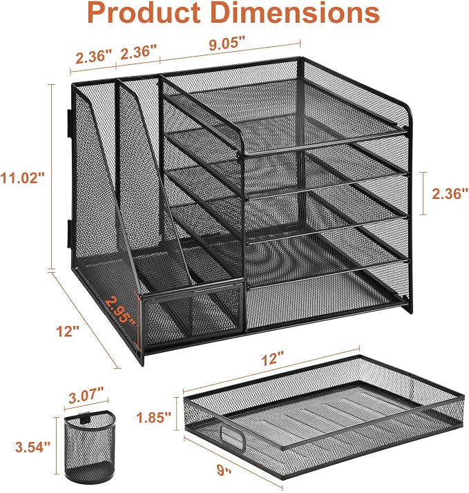 Lavatino Desk Organizer with File Holder+Larger Mesh Desk Organizer with Drawers - Image 4