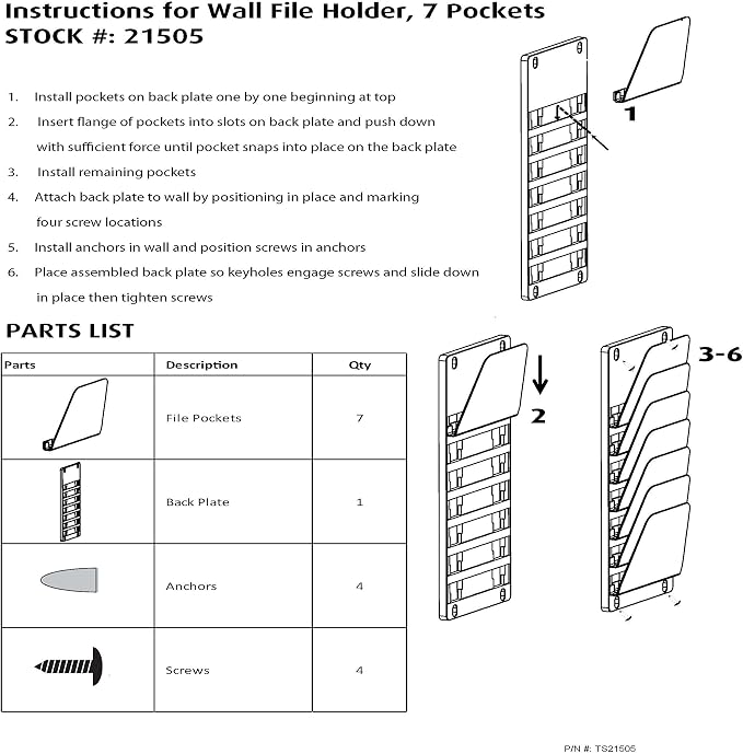 Officemate Wall File Holder, Letter/Legal, 7 Pockets, Black (21505) - Image 5
