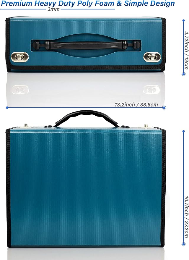 CNK Accordion File Organizer - 36 Pocket Teal Folder with Ergonomic Handle, Double Lock Buckles, Protects Documents, Durable Polypropylene, 8.5 x 11 in - Image 6