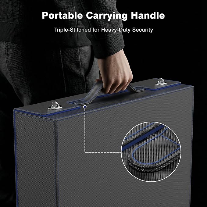 Kabinka MTG Card Storage Box with Handle & Mechanical Latch,5-Row 3900+ Commander Trading Card Case with Sealed Display Window,Top Loaders Organizer Deck Box for MTG/TCG/PTCG/Sports Cards (Black Blue) - Image 2