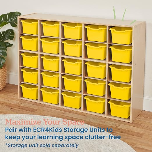 ECR4Kids Scoop Front Storage Bins, Multipurpose Organization, Yellow, 25-Piece - Image 5