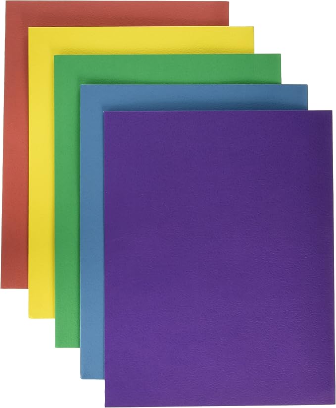 School Smart Extra Large 2-Pocket Folders, 9 x 12 Inches, Assorted Colors, Pack of 25 by SchoolSmart