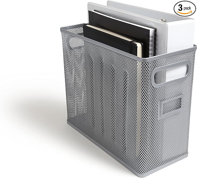 TRU RED Wire Mesh File Organizer, Silver – Vertical Desktop Sorter for Files, Folders & Mail by TRURED