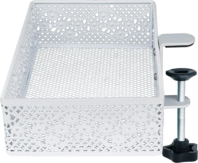 Under Desk Drawer, Clamp on Desk Organizer Under Table Hanging Desk Storage | Under desk organizer: clamp on desk drawer, under desk basket, hanging desk organizer, clamp on under table shelf, no-drill by Aurynns