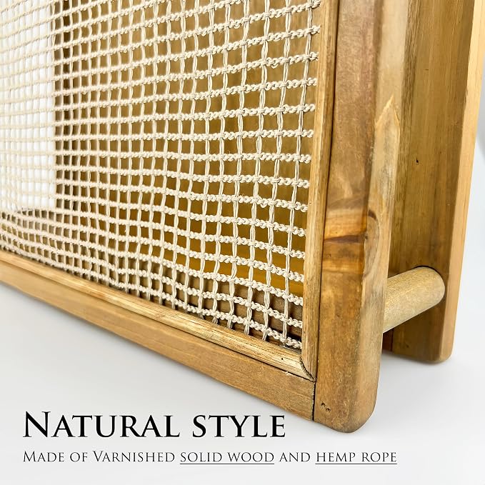 Wooden Wall Mounted Magazine Rack, Boho Style Wall File Organizer, File Holder For Entryway Living Room Kids’ room and Office, Magazine Holder, Hanging Mail Organizer (Brown) - Image 3