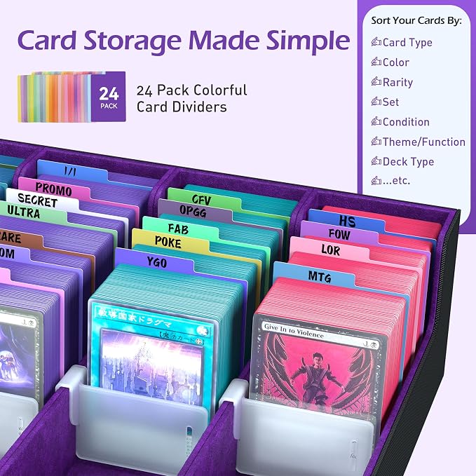 4-Row【3200+】 Trading Card Storage Box, Card Organizer Holder With 24 Dividers, Case Fit for Mtg Tcg Magic Commander Deck Playing Cards, Deck Box for Sport Card - Image 4