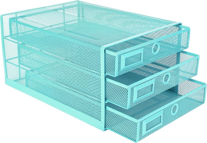 Exerz Paper Sorter 3 Drawer Wire Mesh A4 / Desk Multifunctional Desk Organiser/Multi-Layer Letter Tray - for Documents, Magazines, Notebooks and Letter | Desk Organiser Pull Out Trays Keep Files Letters Magazines Folders Notebooks Neatly Separated Easy... - Image 9
