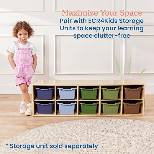 ECR4Kids Scoop Front Storage Bins, Multipurpose Organization, Earthtone, 10-Piece - Image 5