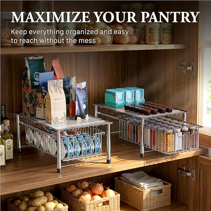 Simple Houseware Stackable Basket Drawer, Chrome - Image 7