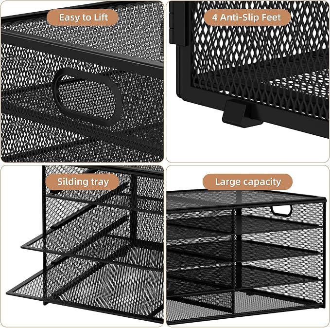 Marbrasse 5 Tier Desktop Literature Organizer, Mesh Paper Organizer Desk Organizers, File Sorter Mail Center Paper Storage Cabinet Classroom Keepers Mailbox for Office Home School, Black - Image 4