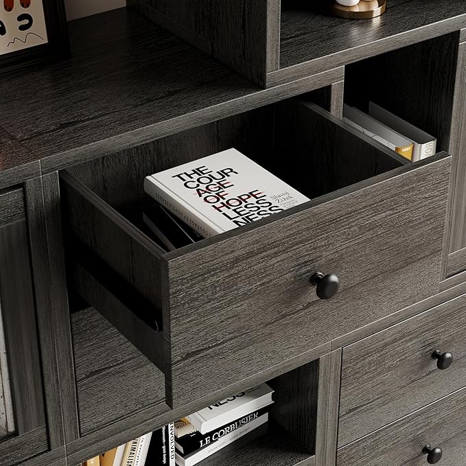 FUSUNBAO Magic DIY Cube Storage Organizer Stackable Cubes for Home Books Clothes Toy-Modular Cubby Storage System-Office Cubical-Bookcase Closet (French Oak,Drawer Cube) - Image 4